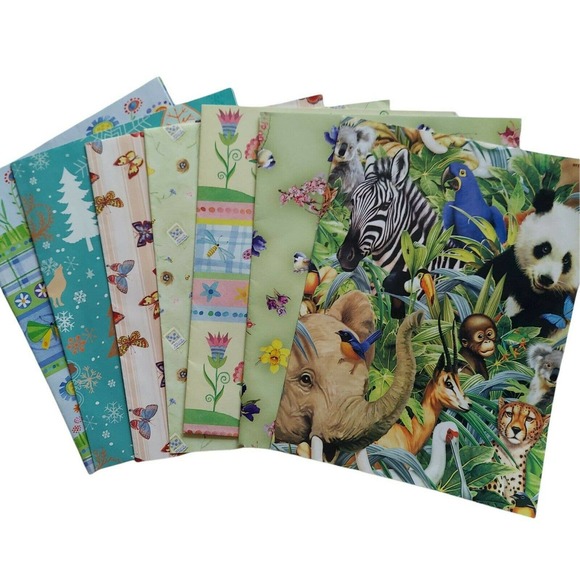 Vintage Wrapping Paper Assortment of 13 Full & Partial Flat Gift Wrap Sheets Lot - Picture 2 of 10